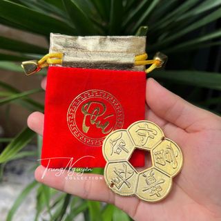 Sỉ Đồng Xu Hoa Mai 5 Cánh Mạ Vàng Phong Thủy Chiêu Tài May Mắn Bình An