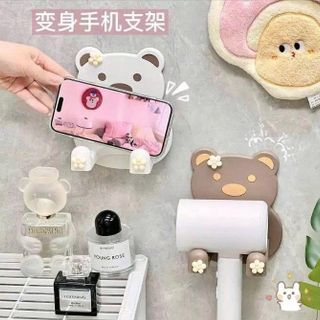 KỆ GẤU DÁN TƯỜNG ĐỠ MÁY SẤY TÓC, PHỤ KIỆN
