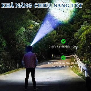 Đèn Pin Đội Đầu LAMP Siêu Sáng Chống Thấm Nước, Đèn Pha Đội Đầu Tích Hợp 2 Pin 1200mAh