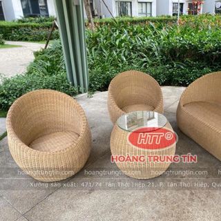 Sofa trứng nhựa giả mây tròn