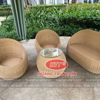 Sofa trứng nhựa giả mây tròn