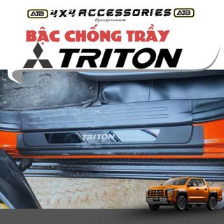 Ốp Bậc Cửa, Dán Bậc Lên Xuống Cửa Xe Ô Tô Triton 2024-2025 Phụ Kiện Bán Tải Bằng Nhựa ABS Cao Cấp