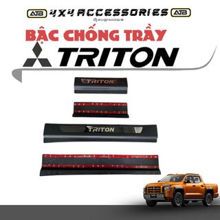 Ốp Bậc Cửa, Dán Bậc Lên Xuống Cửa Xe Ô Tô Triton 2024-2025 Phụ Kiện Bán Tải Bằng Nhựa ABS Cao Cấp