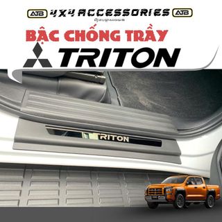 Ốp Bậc Cửa, Dán Bậc Lên Xuống Cửa Xe Ô Tô Triton 2024-2025 Phụ Kiện Bán Tải Bằng Nhựa ABS Cao Cấp