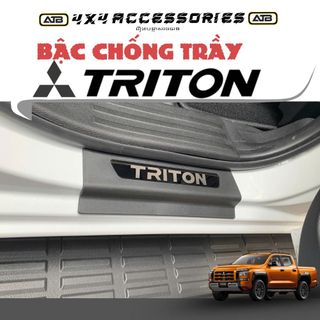 Ốp Bậc Cửa, Dán Bậc Lên Xuống Cửa Xe Ô Tô Triton 2024-2025 Phụ Kiện Bán Tải Bằng Nhựa ABS Cao Cấp
