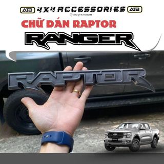 Logo Raptor , tem raptor 3d , chữ Raptor nhựa đen dán cửa thùng sau xe bán tải Ford Ranger