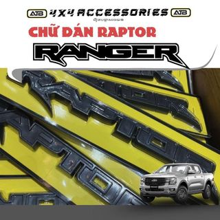 Logo Raptor , tem raptor 3d , chữ Raptor nhựa đen dán cửa thùng sau xe bán tải Ford Ranger