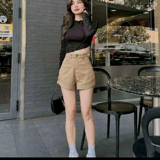 (Giá Sỉ)Quần Short,Quần Đùi Nữ  Kaki Co Giãn 4 Chiều Lai Lật, Form Đẹp Tôn Dán