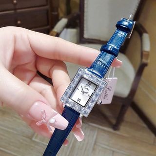 ĐỒNG HỒ NỮ CHÍNH HÃNG SCOTIE DÂY DA MẶT ĐÁ CHỮ NHẬT
