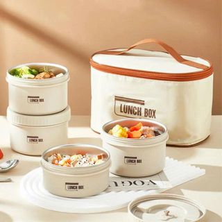HỘP CƠM GIỮ NHIỆT INOX 4 TẦNG KÈM TÚI