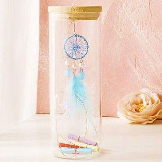 Bình Thủy Tinh Chuông Gió Có Đèn , Lọ Điều Ước Thủy Tinh Có Chuông Gió Decor Làm Quà Tặng, Quà Tặng Sinh Nhật