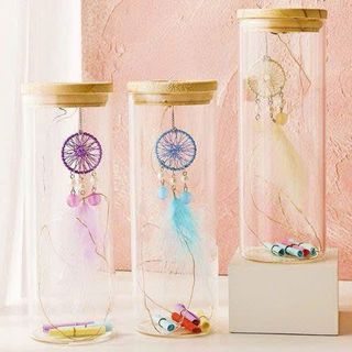 Bình Thủy Tinh Chuông Gió Có Đèn , Lọ Điều Ước Thủy Tinh Có Chuông Gió Decor Làm Quà Tặng, Quà Tặng Sinh Nhật
