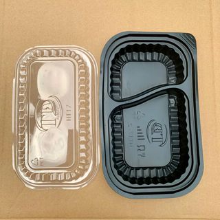 Combo 50 hộp Khay Nhựa Đế Đen Kèm Nắp, HT25 Dùng Để Đựng Đồ Ăn, Cơm Văn Phòng, Xôi, Bánh Ngọt,...