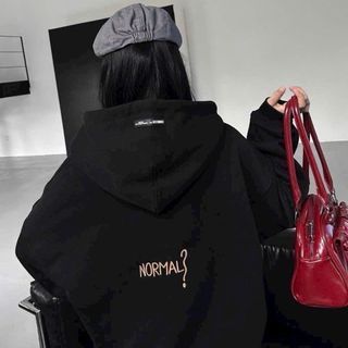 Áo khoác nỉ hoodie zip form boxy thêu What Is Normal ?