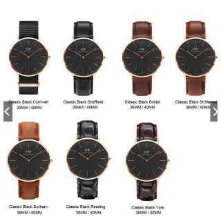 ĐỒNG HỒ NAM NỮ CAO CẤP DANIEL W CLASSIC MẶT ĐEN DÂY DA FULLBOX TEM