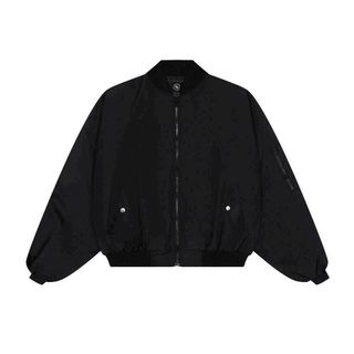 Áo khoác dù bomber MERO nam nữ tay có khóa năng động, dây kéo đen, cá tính Unisex