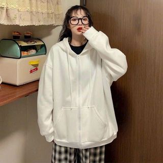 Áo Khoác Hoodie Zip Tay Phồng, Áo Khoác Nỉ Hoodie Trơn Nam Nữ Dây Kéo Nhiều Màu Form Rộng