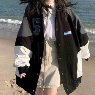 Áo Khoác Dù NUMBER 5 Unisex Nam Nữ Chất Dù 2 Lớp, Áo Khoác Bomber Form Rộng In Họa Tiết Phối Màu