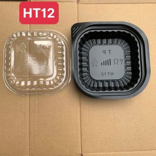 50 Hộp Nhựa Đế Đen - Đế Trắng  HT12 H050  (Kèm Nắp) Dùng Một Lần