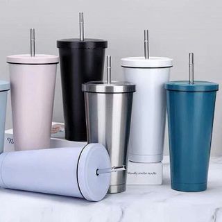 LY GIỮ NHIỆT INOX 500ML NHIỀU MÀU IN LOGO KÈM ỐNG HÚT
