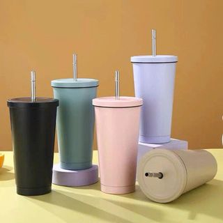 LY GIỮ NHIỆT INOX 500ML NHIỀU MÀU IN LOGO KÈM ỐNG HÚT