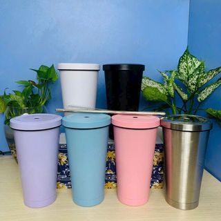 LY GIỮ NHIỆT INOX 500ML NHIỀU MÀU IN LOGO KÈM ỐNG HÚT