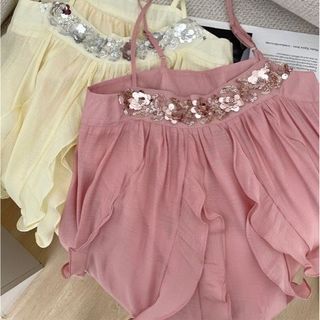 (SẴN VÀNG M) Váy 2 dây bèo cao cấp hàng L1 2 màu Hồng đỗ và vàng nhạt ảnh thật