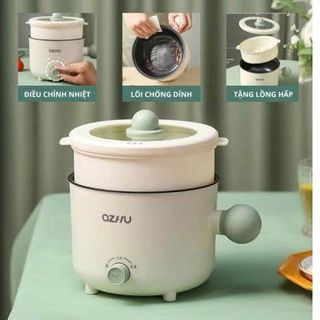 NỒI LẨU ĐIỆN MINI CHỐNG DÍNH OZHU 2 NẤC NHIỆT
