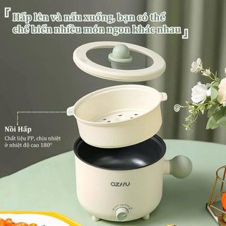 NỒI LẨU ĐIỆN MINI CHỐNG DÍNH OZHU 2 NẤC NHIỆT