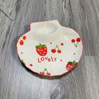 ĐĨA SỨ HÌNH VỎ SÒ HỌA TIẾT HOA QUẢ