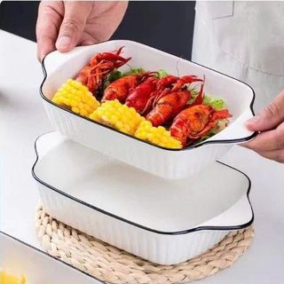 TÔ SỨ HÌNH CHỮ NHẬT CÓ TAY CẦM VIỀN ĐEN