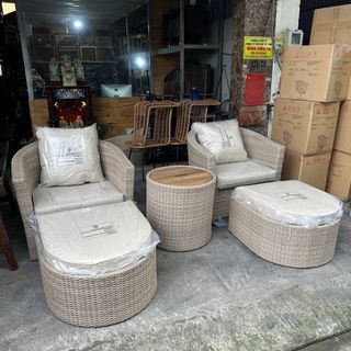 Sofa thư giãn nhựa giả mây thanh lý gấp giá rẻ