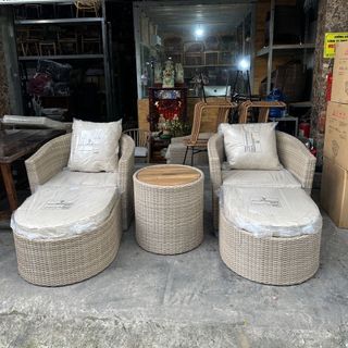 Sofa thư giãn nhựa giả mây thanh lý gấp giá rẻ