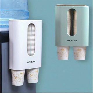 Khay Đựng Cốc Giấy Đôi Chất Liệu Nhựa Bền Đẹp Kèm Miếng Dán Tường, Giá Đựng Cốc Giấy Dán Tường Tiện Dụng Kèm Miếng Dán, Đồ Gia Dụng, Văn Phòng Phẩm