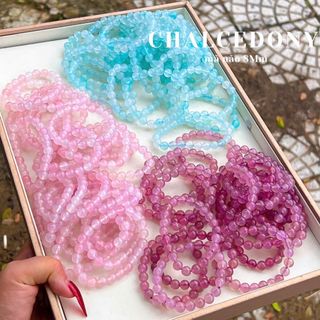 Vòng chacledony 8 li xanh, hồng