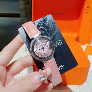 ĐỒNG HỒ NỮ CHÍNH HÃNG COMLORVEI HỒNG DÂY DA ĐÍNH ĐÁ FULLBOX