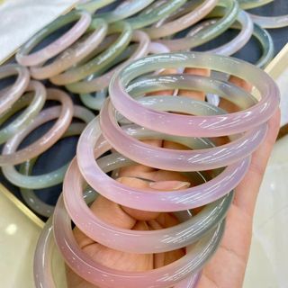 Vòng tay chalcedony hồng phớt xanh ni 56 đến 59