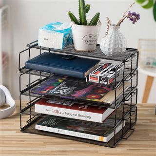 Kệ Xếp Tầng Tài Liệu Kim Loại,  Khay Hồ Sơ, Giá Sách Lắp Ráp Linh Hoạt, Văn Phòng Phẩm, Decor