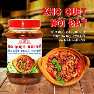 KHO QUẸT NỒI ĐẤT LÀNG CHÀI XƯA THƠM NGON ĐẶC BIỆT FULL TOPPING TÔM KHÔ, CÁ CƠM RIM, THỊT BA RỌI, TỐP MỠ MẮM NHỈ HỦ 250G