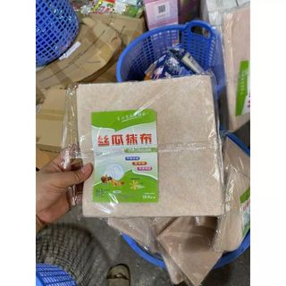 Combo 10 Khăn Lau Chén Dĩa Bằng Xơ Mướp 20x20cm Thấm Hút Tốt Chống Dầu Mỡ Tiện Dụng Cho Nhà Bếp - Túi 10 khăn lau xơ mướp giá sỉ