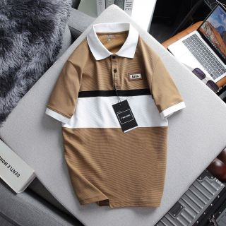 Áo Thun Nam Ngắn Tay Phối Màu Ngang Ngực Kèm Logo Độc Đáo