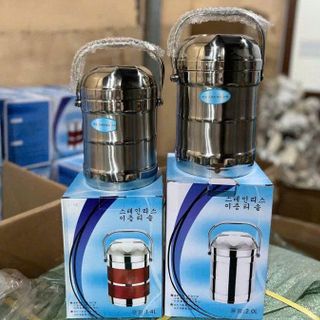CẶP LỒNG INOX, CÀ MEN GIỮ NHIỆT 2L NẮP BÁT