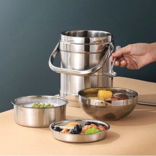 CẶP LỒNG INOX, CÀ MEN GIỮ NHIỆT 2L NẮP BÁT