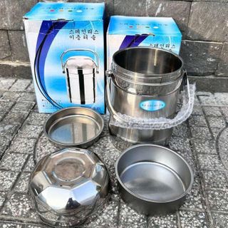 CẶP LỒNG INOX, CÀ MEN GIỮ NHIỆT 2L NẮP BÁT