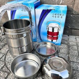 CẶP LỒNG INOX, CÀ MEN GIỮ NHIỆT 2L NẮP BÁT