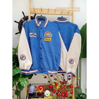 Áo khoác bomber nam nữ jacket nhung tăm dày dặn chất nỉ tăm thêu cầu vồng hot hit form to rộng unisex