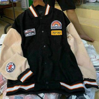 Áo khoác bomber nam nữ jacket nhung tăm dày dặn chất nỉ tăm thêu cầu vồng hot hit form to rộng unisex
