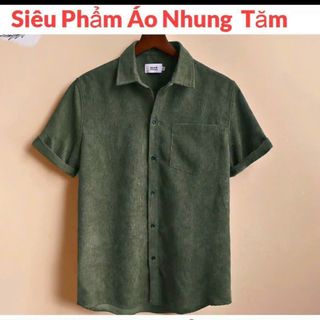 Áo Sơ Mi Tay Ngắn Nhung Gân Tăm Phối Túi Cổ Bẻ Phong Cách Hàn Quốc UNISEX Nam Và Nữ Couple Ulzzang
