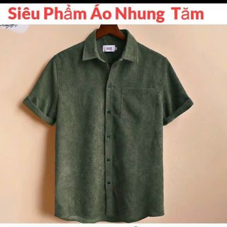 Áo Sơ Mi Tay Ngắn Nhung Gân Tăm Phối Túi Cổ Bẻ Phong Cách Hàn Quốc UNISEX Nam Và Nữ Couple Ulzzang