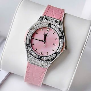 ĐỒNG HỒ NỮ CAO CẤP HUPLOT NIỀNG FULL ĐÁ HỒNG PASTEL
